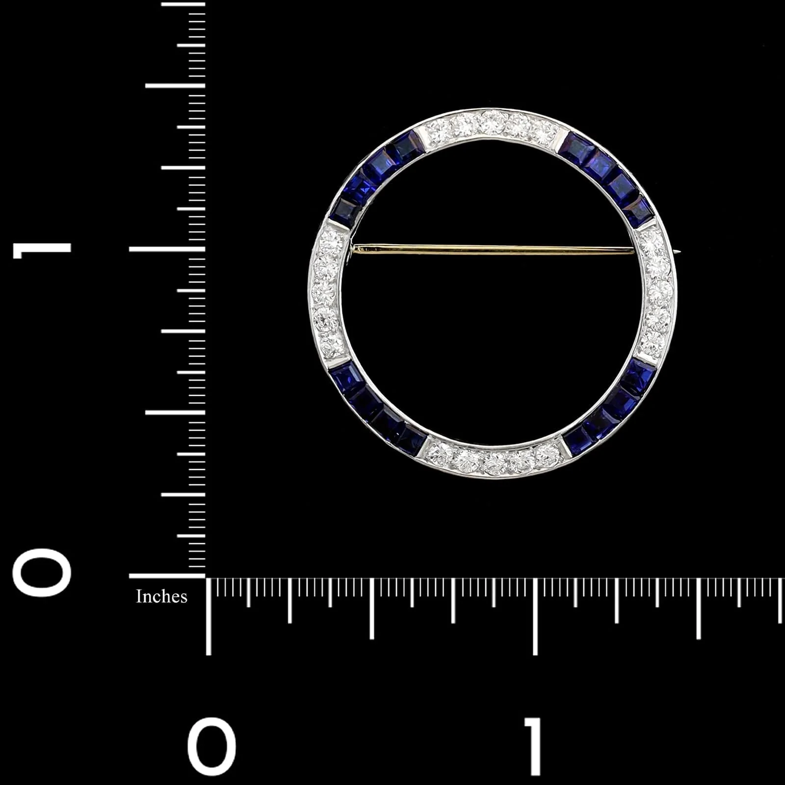 Platinum Estate Sapphire and Diamond Circle Pin - Image 3