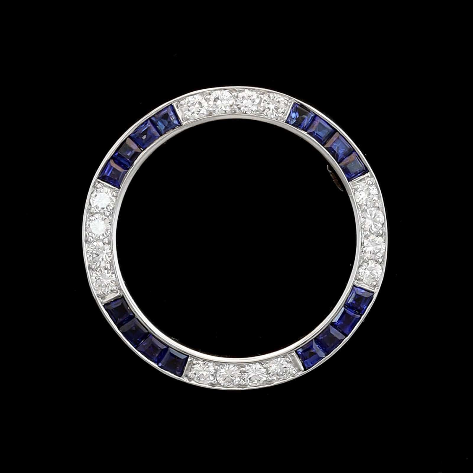 Platinum Estate Sapphire and Diamond Circle Pin