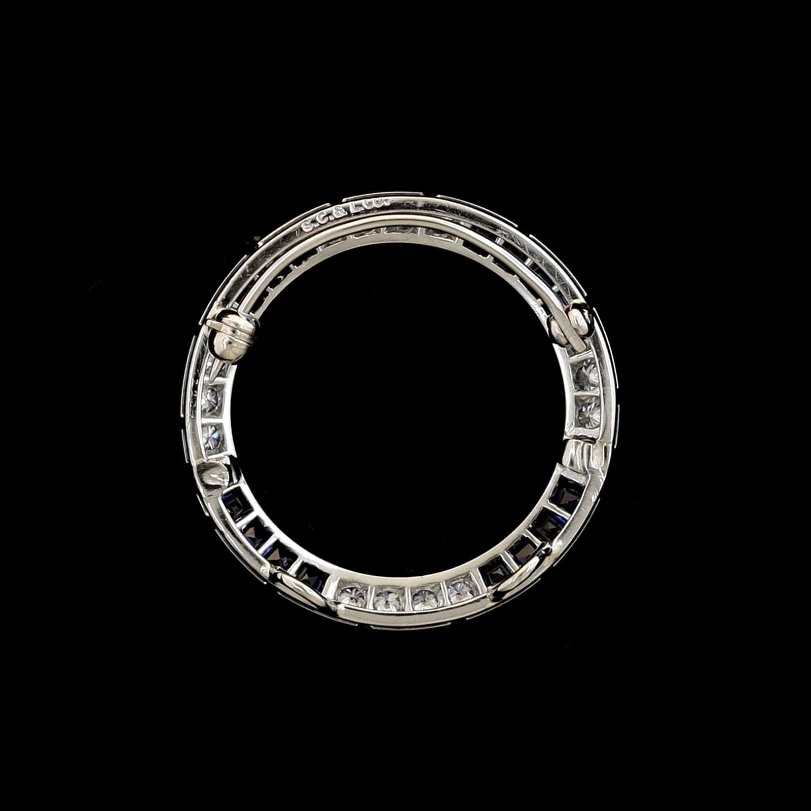 Platinum Estate Sapphire and Diamond Circle Pin - Image 2