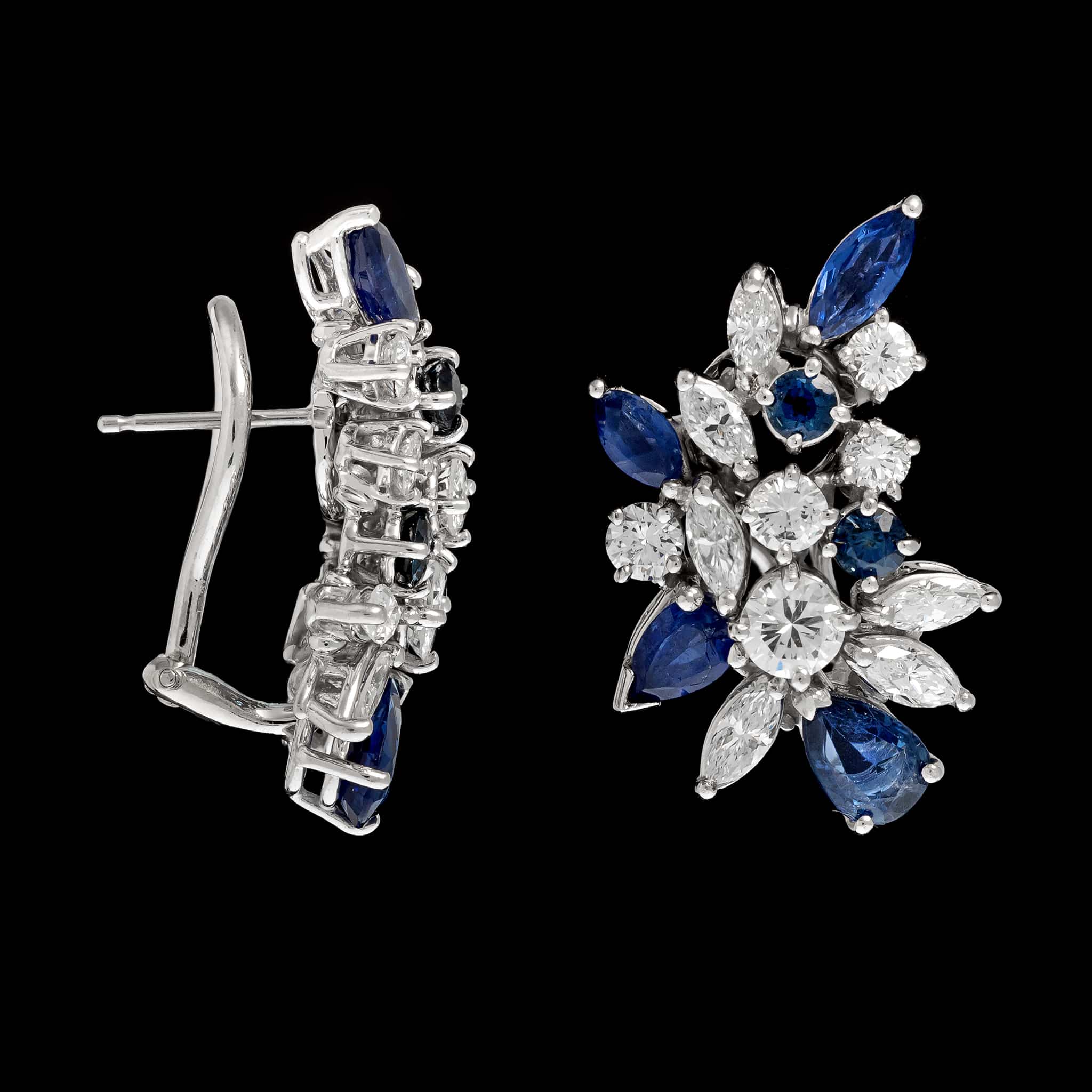 Platinum Estate Sapphire and Diamond Earrings