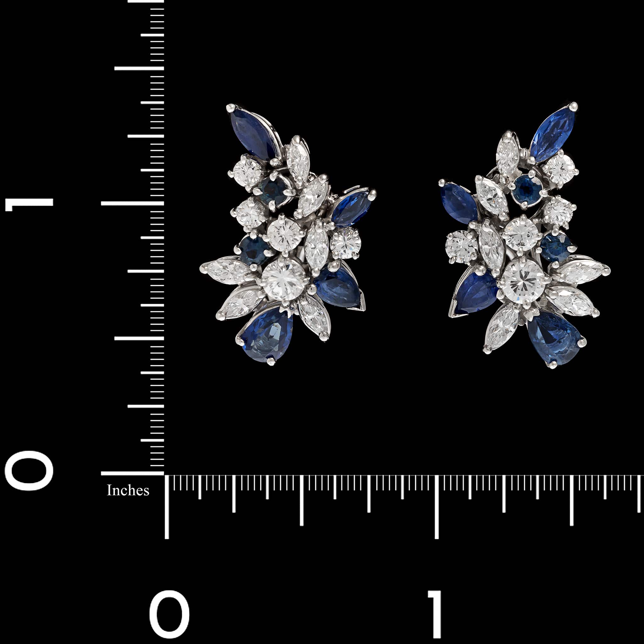 Platinum Estate Sapphire and Diamond Earrings - Image 2