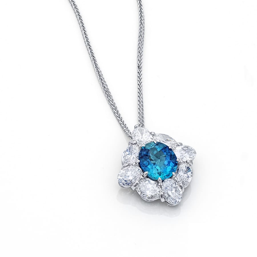 Platinum Oval Brazilian Paraiba Certified Pendant - Image 2