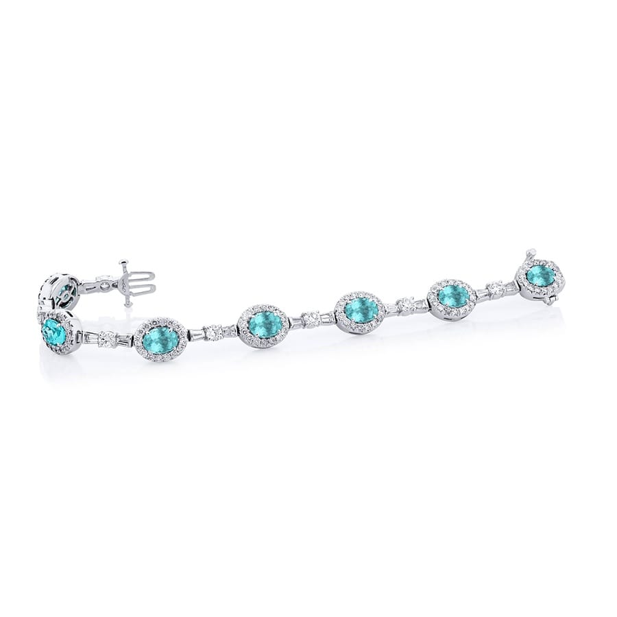 Platinum Oval Paraiba Micro Pave Bracelet - Image 2