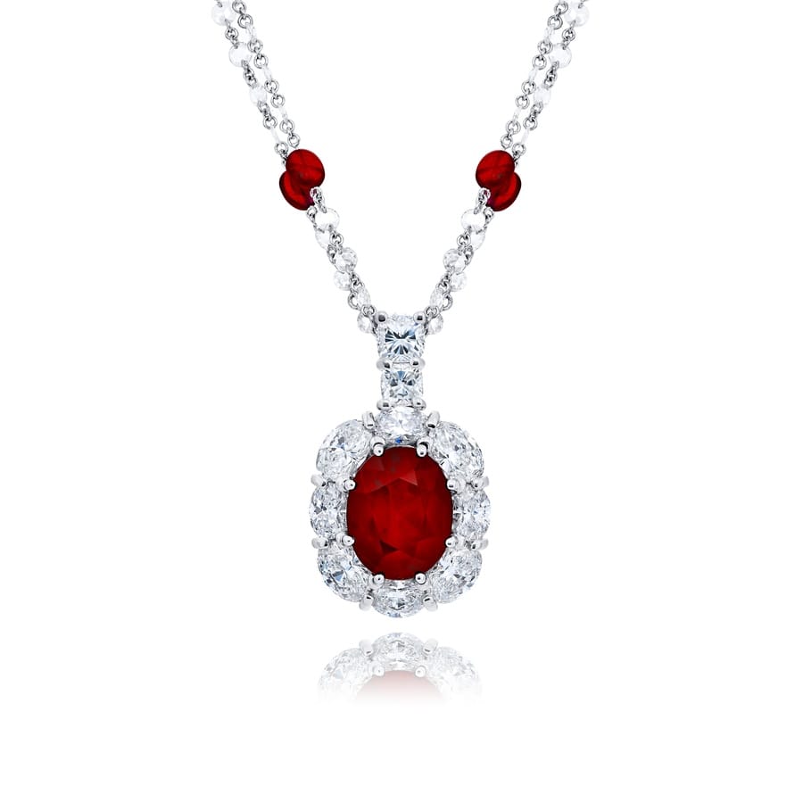 Platinum Oval Ruby Certified Pendant - Image 2