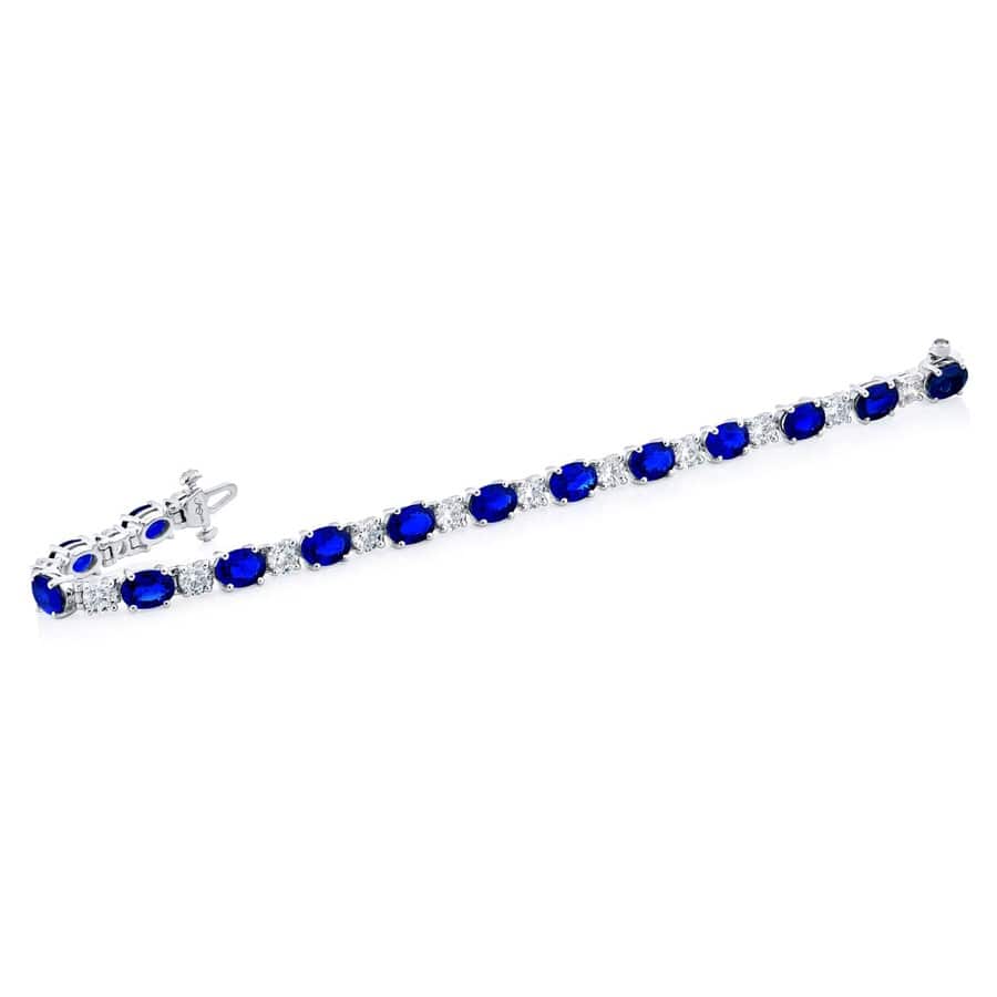 Platinum Oval Sapphire and Diamond Bracelet - Image 2