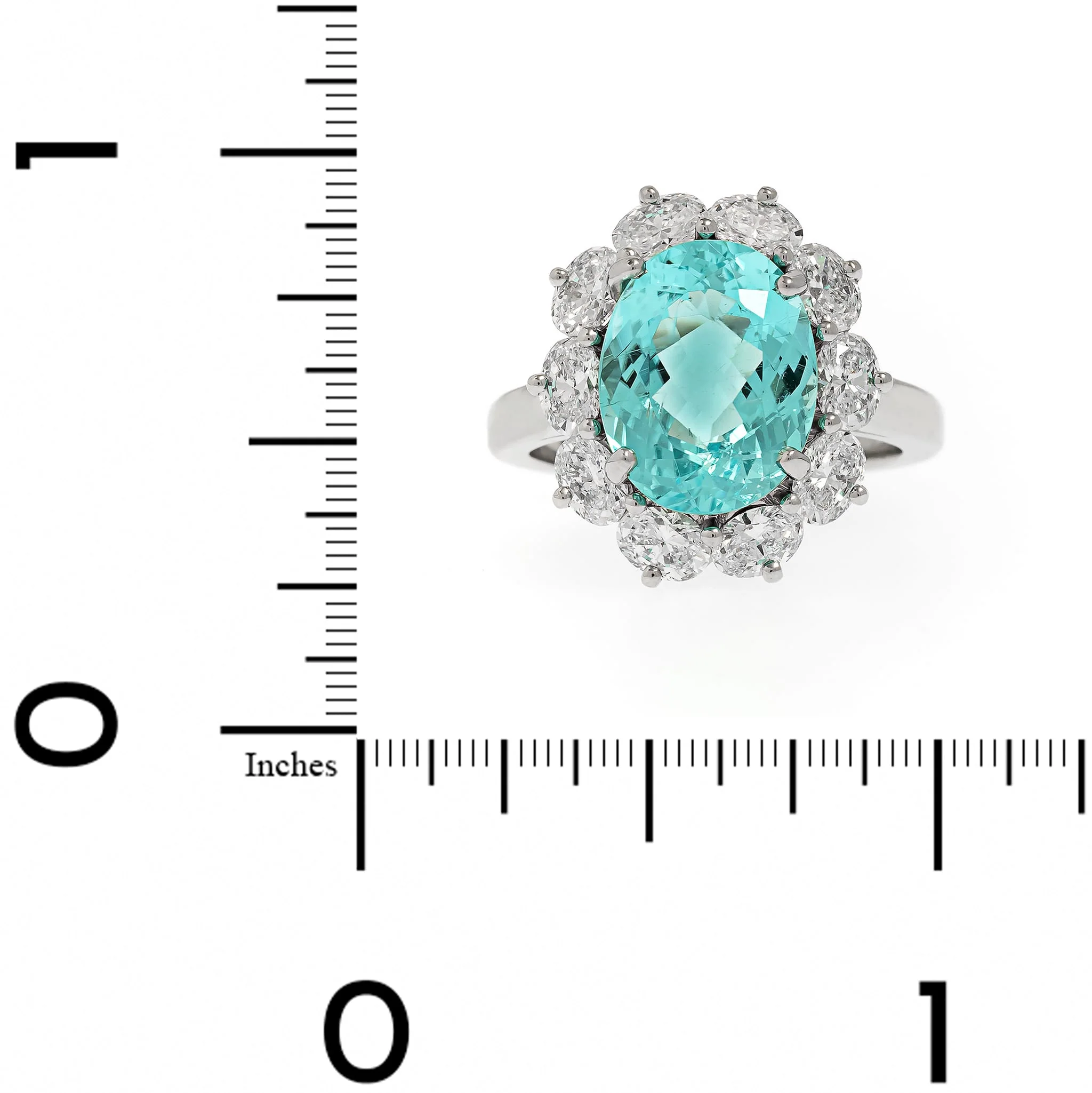 Platinum Paraiba Tourmaline and Diamond Halo Ring - Image 4