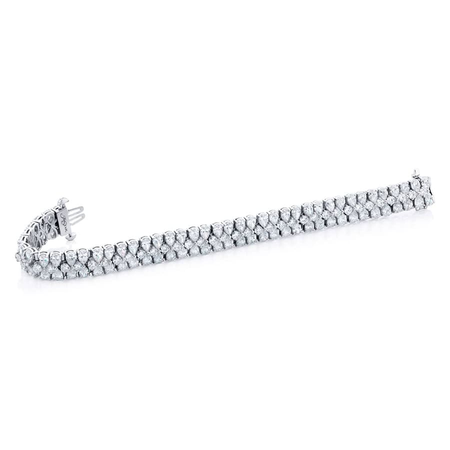 Platinum Pear-Shaped and Round Diamond Bracelet - Image 2