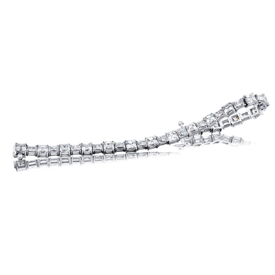 Platinum Square Emerald-Cut and Radiant-Cut Diamond Bracelet - Image 2