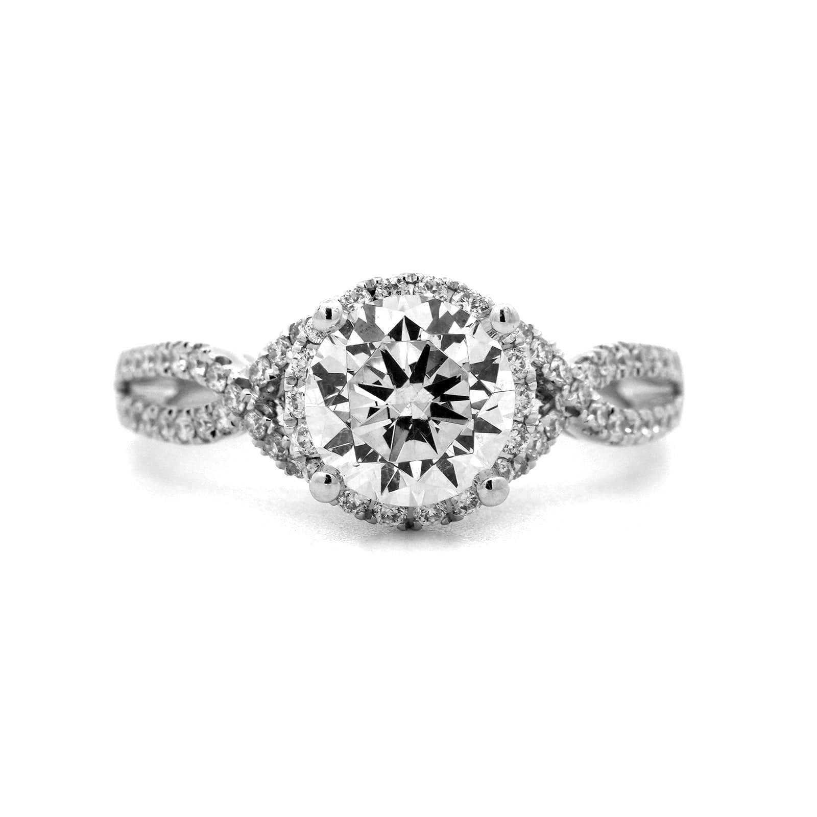 Platinum Twisted Shank Round Diamond Engagement Ring Setting