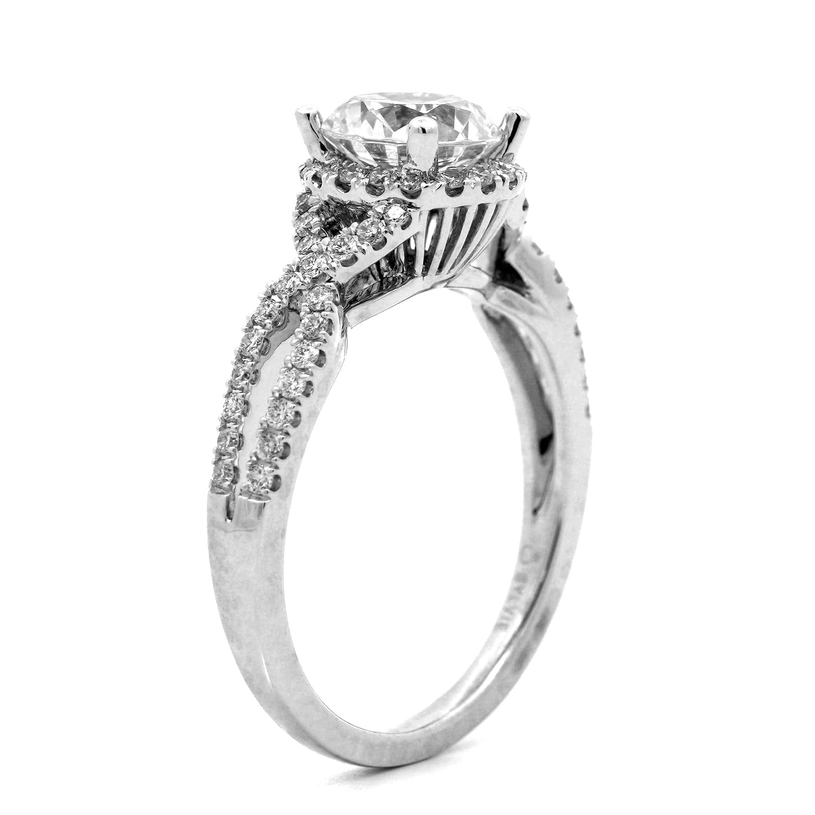 Platinum Twisted Shank Round Diamond Engagement Ring Setting - Image 2