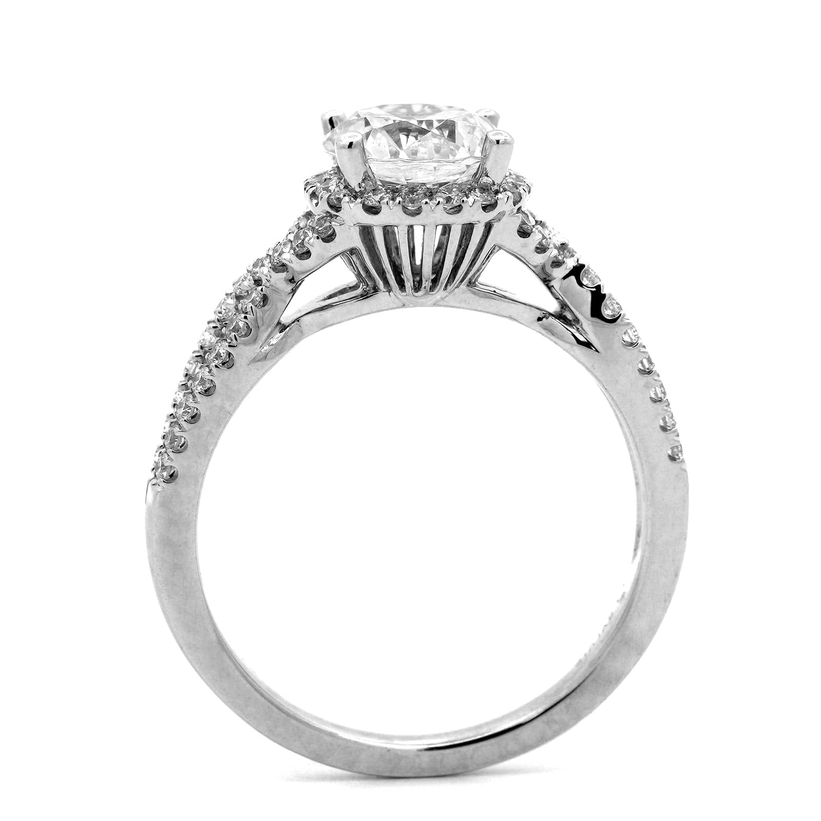 Platinum Twisted Shank Round Diamond Engagement Ring Setting - Image 3