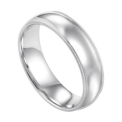Platinum Polished Center Milgrain Edges Band - Image 2