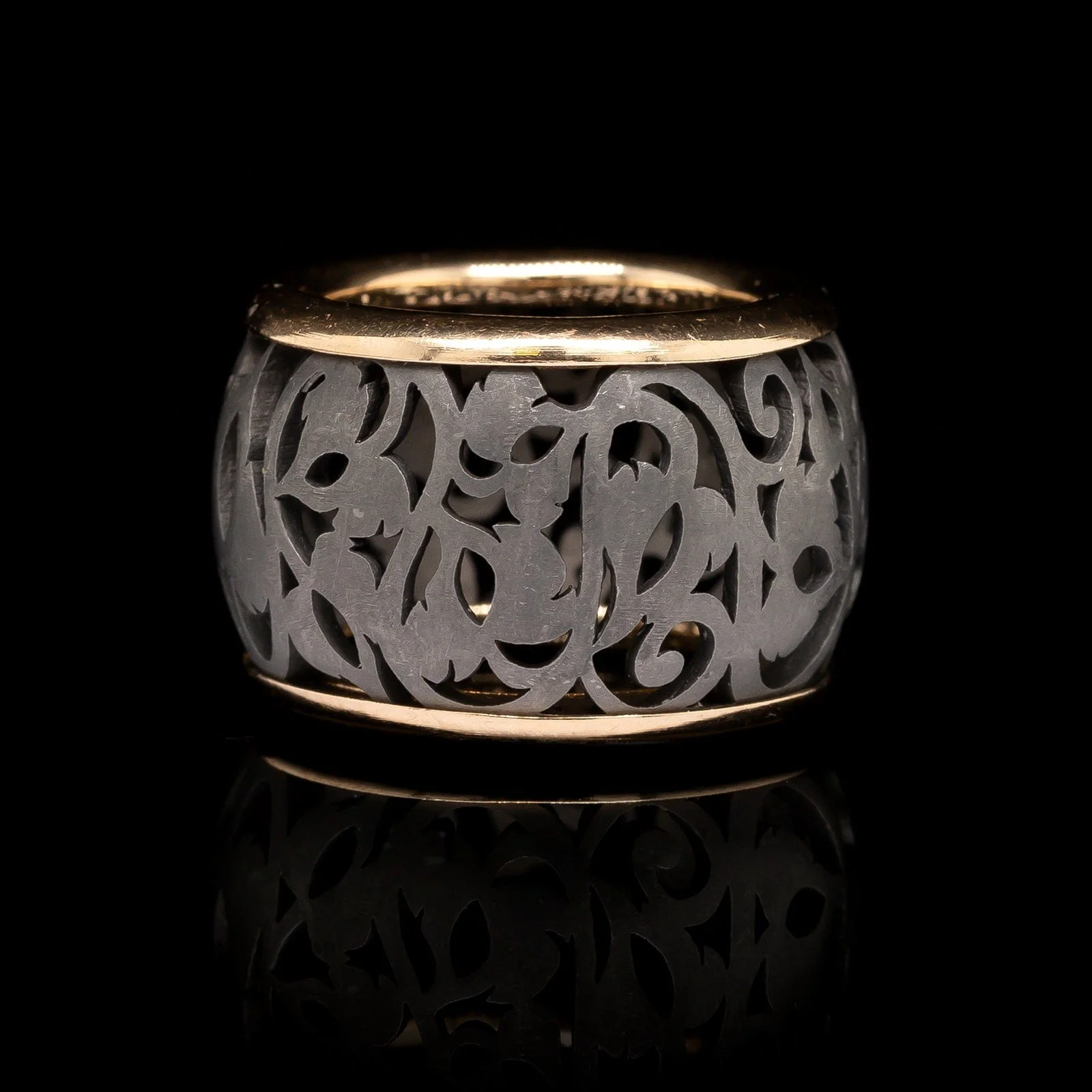 Pomellato 18K Rose Gold and Titanium Estate Arabesque Ring