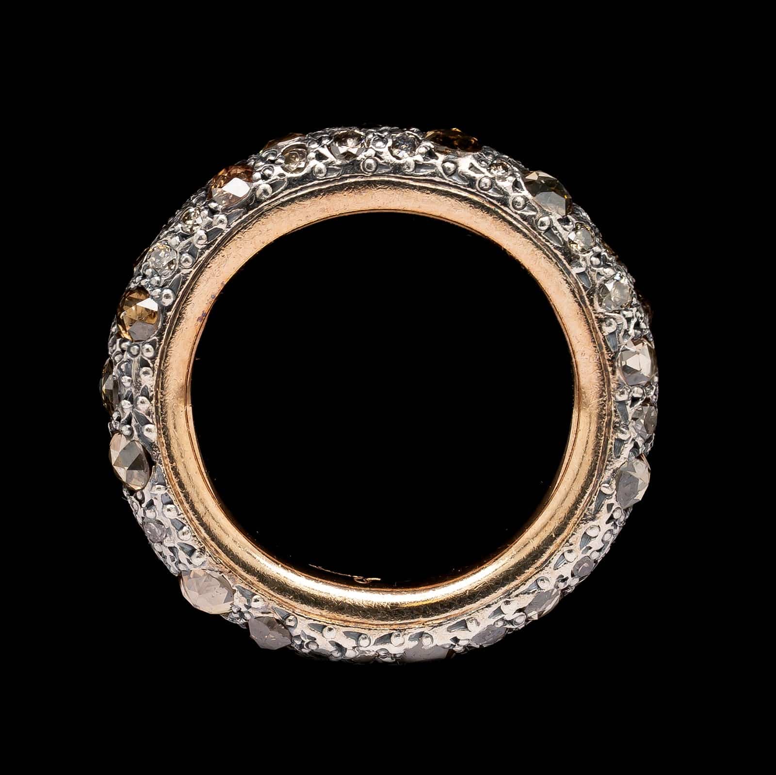 Pomellato 18K Rose Gold Estate Burnished Silver Diamond Tango Band - Image 3