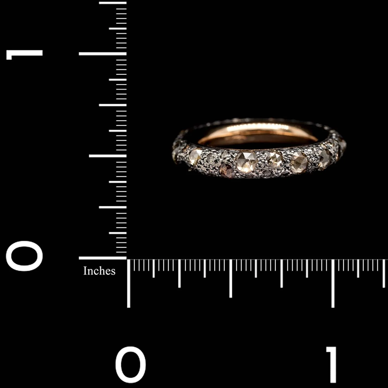 Pomellato 18K Rose Gold Estate Burnished Silver Diamond Tango Band - Image 4