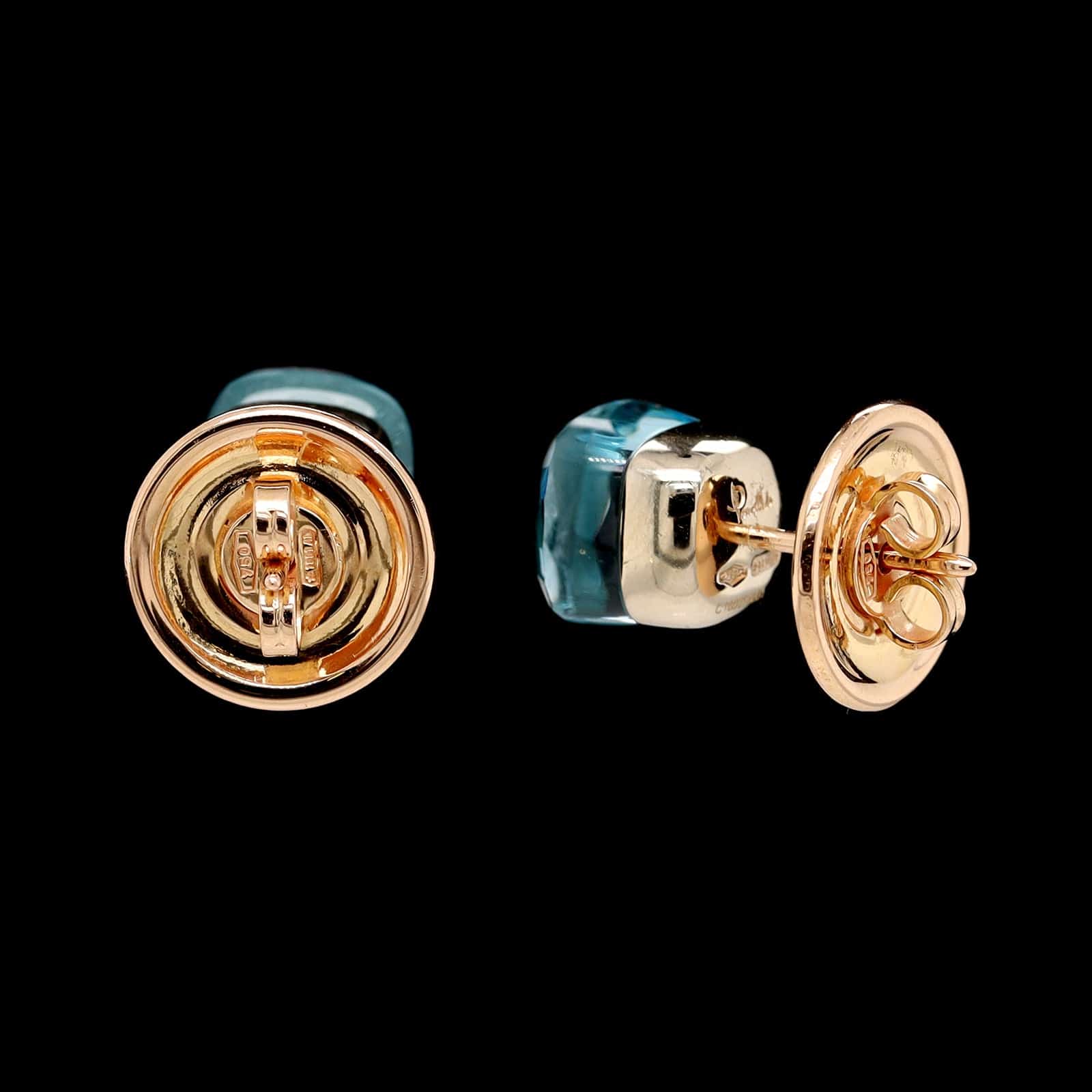 Pomellato 18K Rose Gold Estate Nudo Blue Topaz Earrings - Image 2
