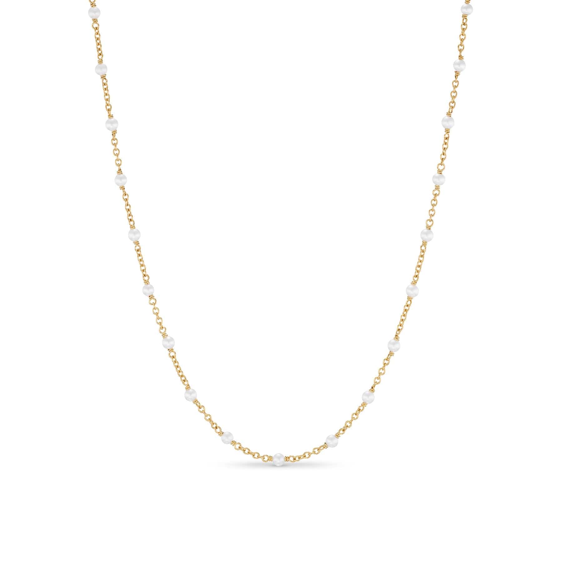 Pearl Classics Station Necklace 18K Yellow Gold, 3.5mm