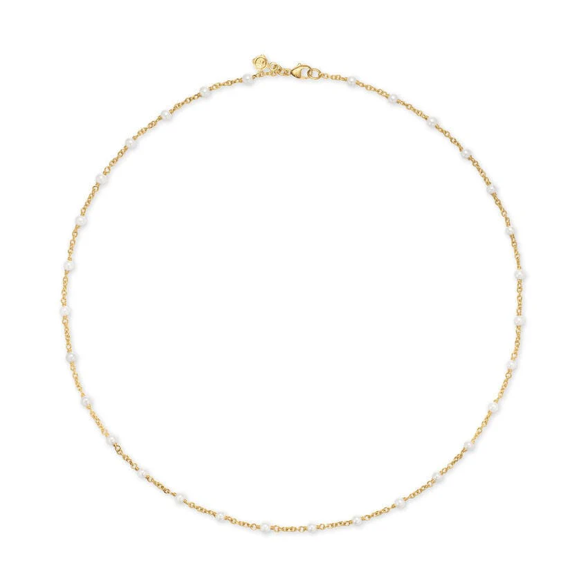 Pearl Classics Station Necklace 18K Yellow Gold, 3.5mm - Image 3