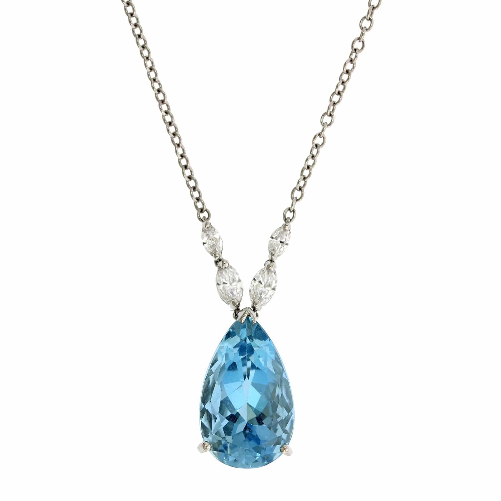 Oscar Heyman Platinum Pear Shape Aquamarine Pendant