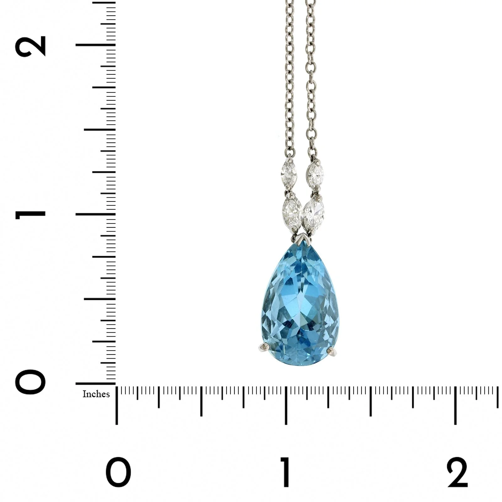 Oscar Heyman Platinum Pear Shape Aquamarine Pendant - Image 4