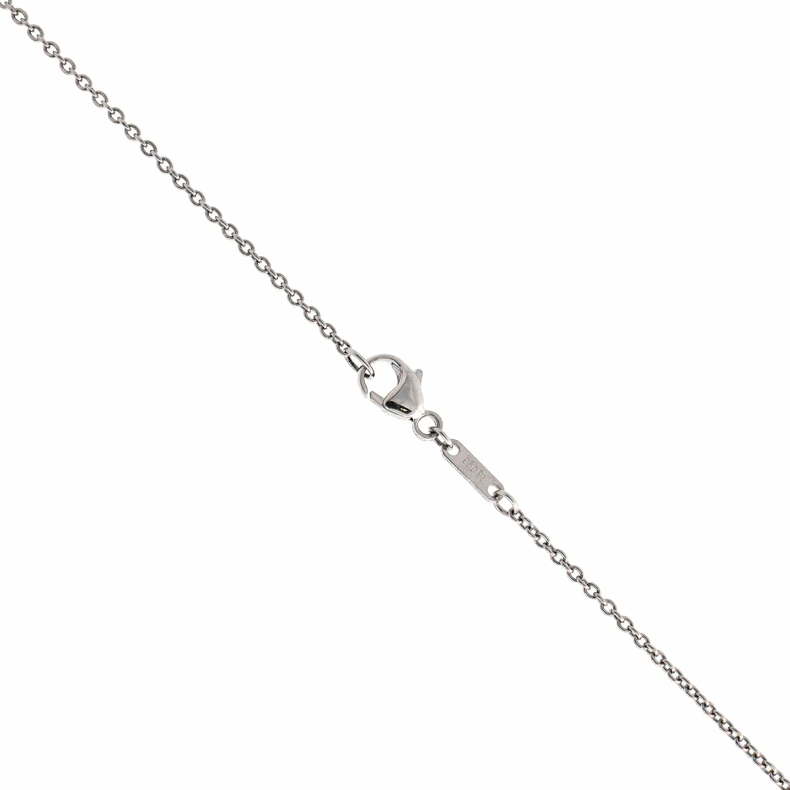 Platinum Pear Shape Aquamarine Diamond Halo Pendant Necklace - Image 3