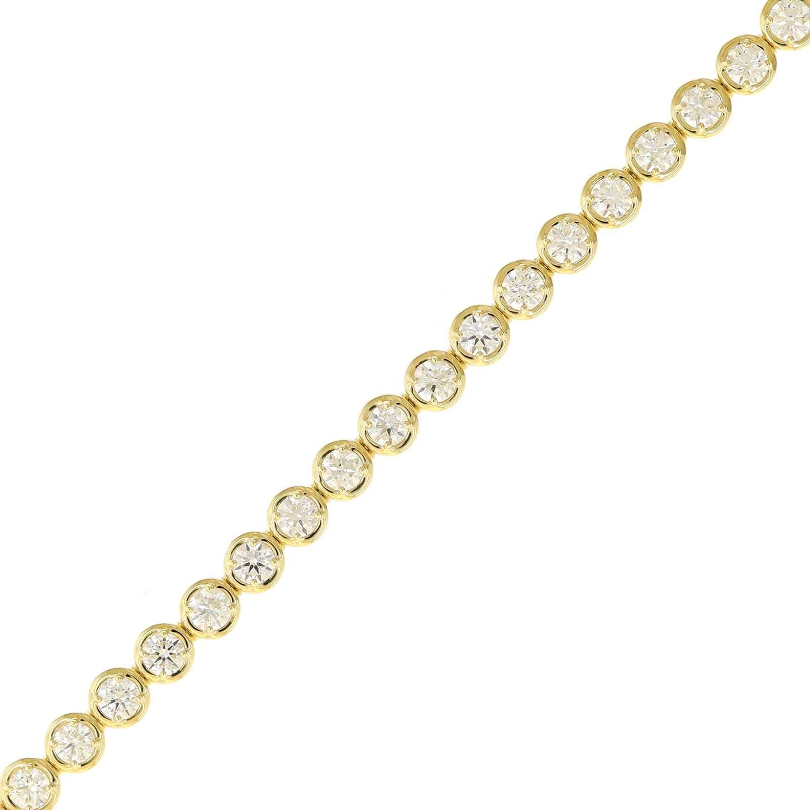 18K Yellow Gold Bezel Set Round Diamond Tennis Bracelet - Image 2