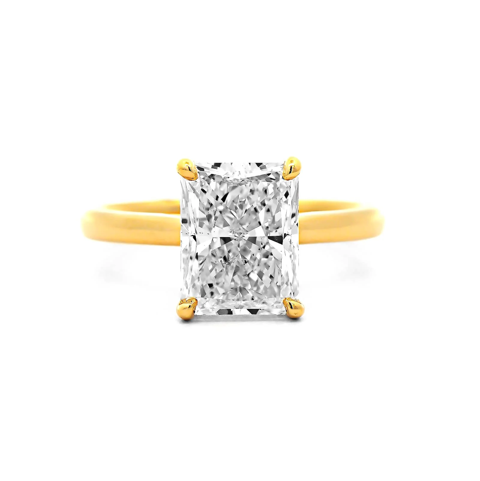 18K Yellow Gold Radiant Cut Diamond Engagement Ring