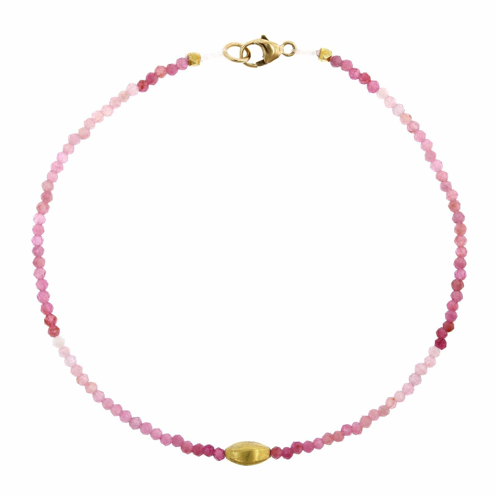 18K Yellow Gold Ombre Ruby Bead Bracelet
