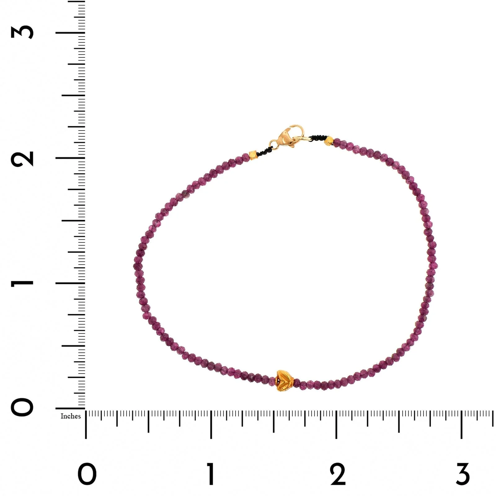 18K Yellow Gold Ruby Beaded Bracelet - Image 2
