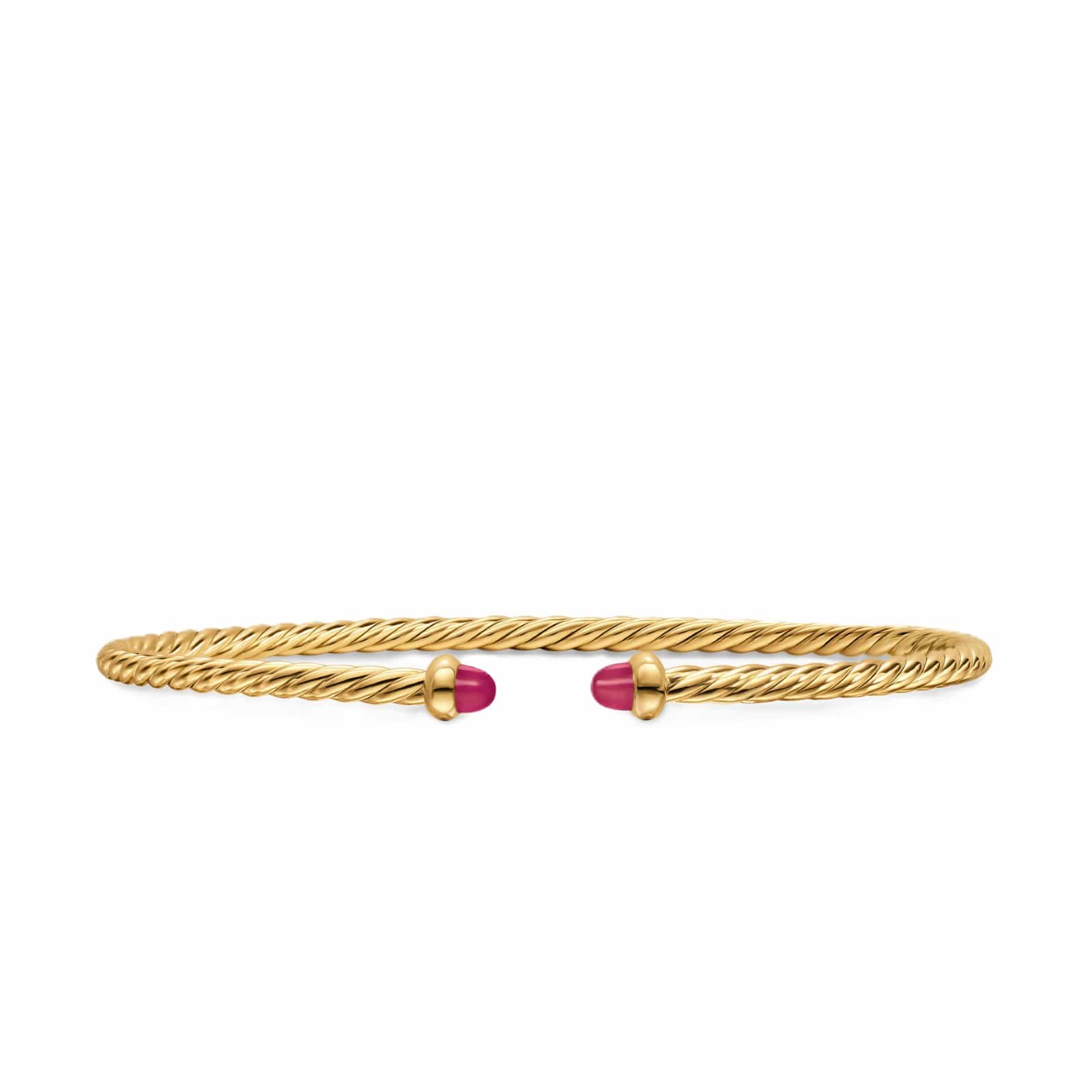 Micro Cablespira® Flex Bracelet 18K Yellow Gold with Rubies, 2.6mm - Image 2