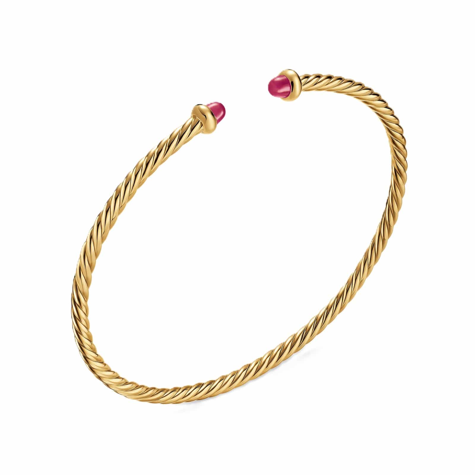 Micro Cablespira® Flex Bracelet 18K Yellow Gold with Rubies, 2.6mm - Image 3