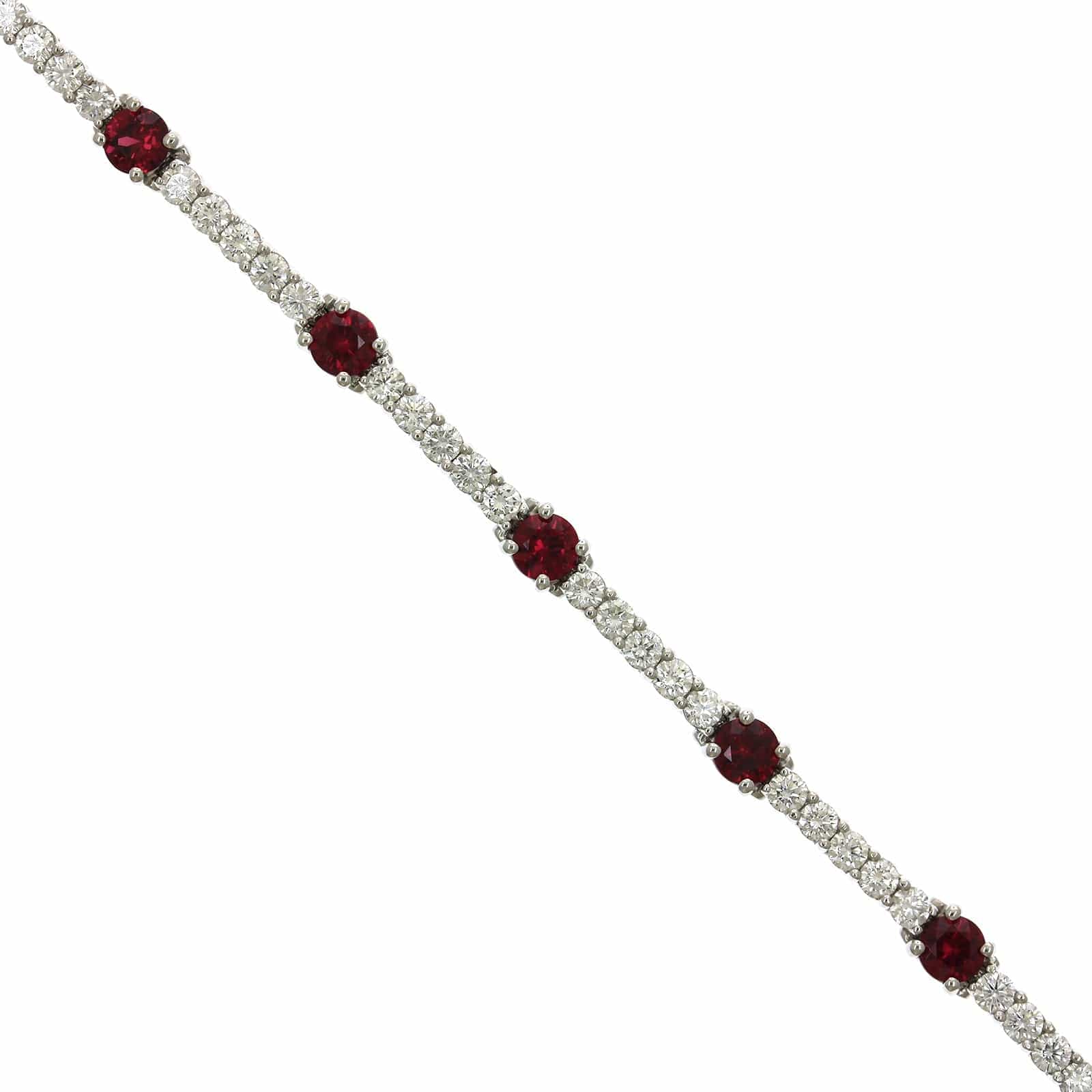 Platinum Ruby and Diamond Line Bracelet - Image 2