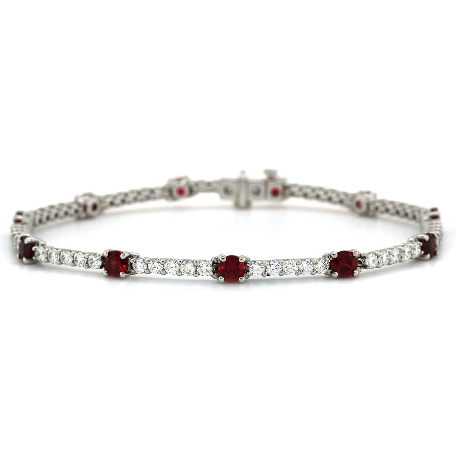Platinum Ruby and Diamond Line Bracelet - Image 4