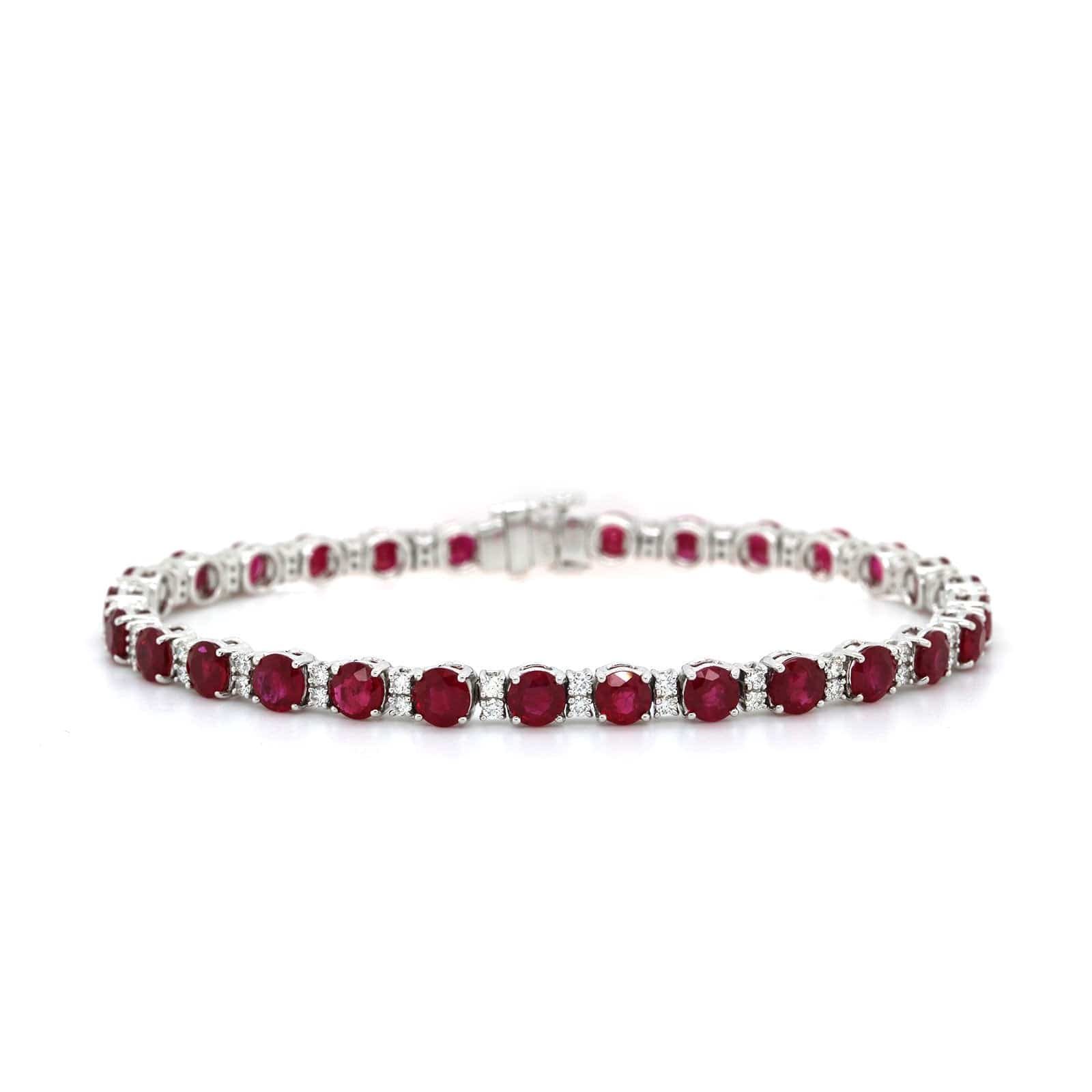 18K White Gold Ruby and Diamond Tennis Bracelet