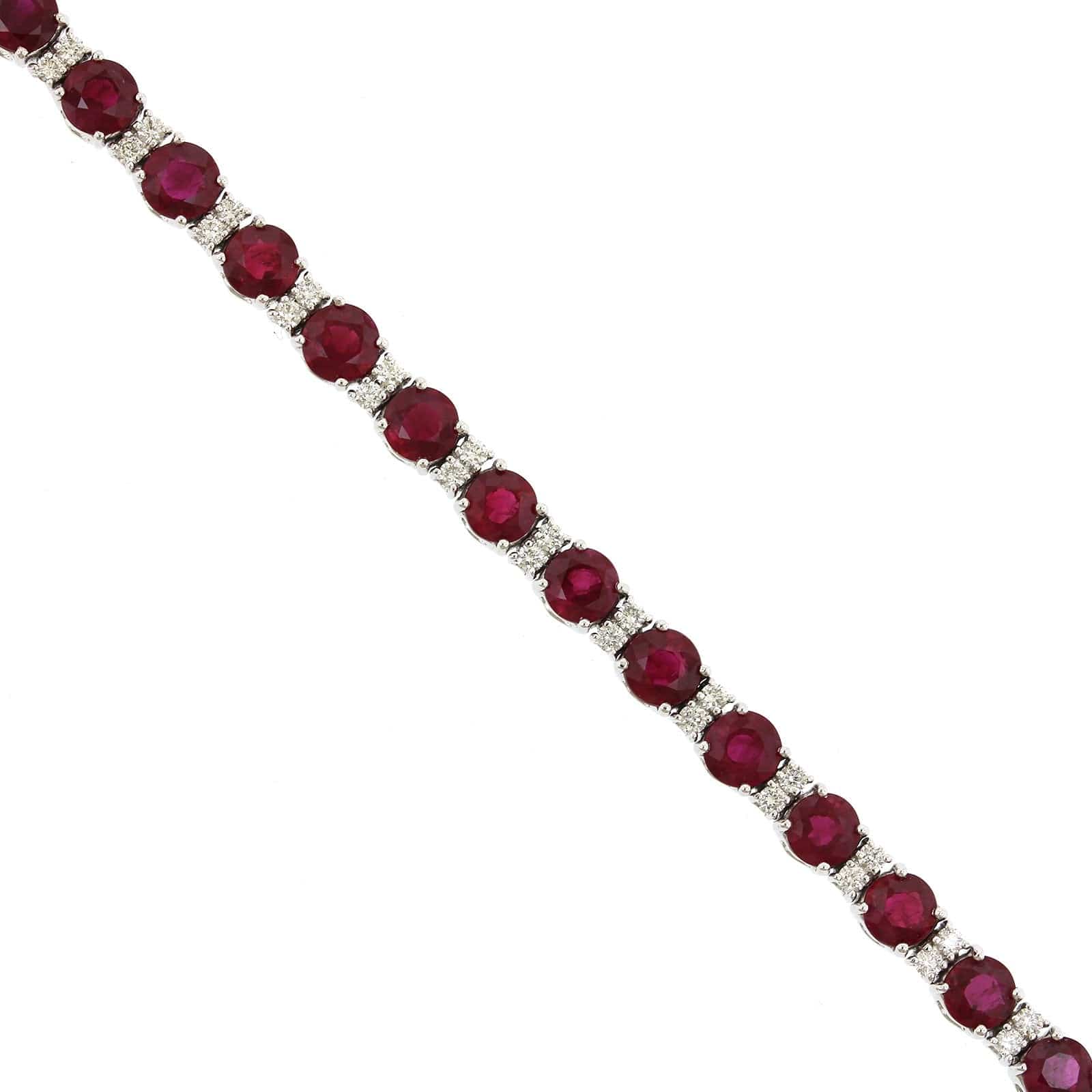 18K White Gold Ruby and Diamond Tennis Bracelet - Image 3