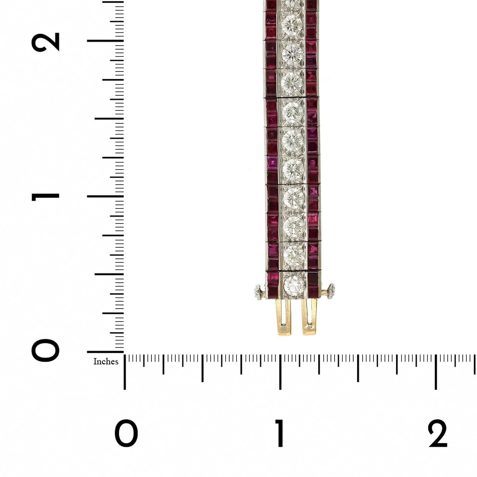 Oscar Heyman Platinum 3 Row Diamond and Ruby Bracelet - Image 3