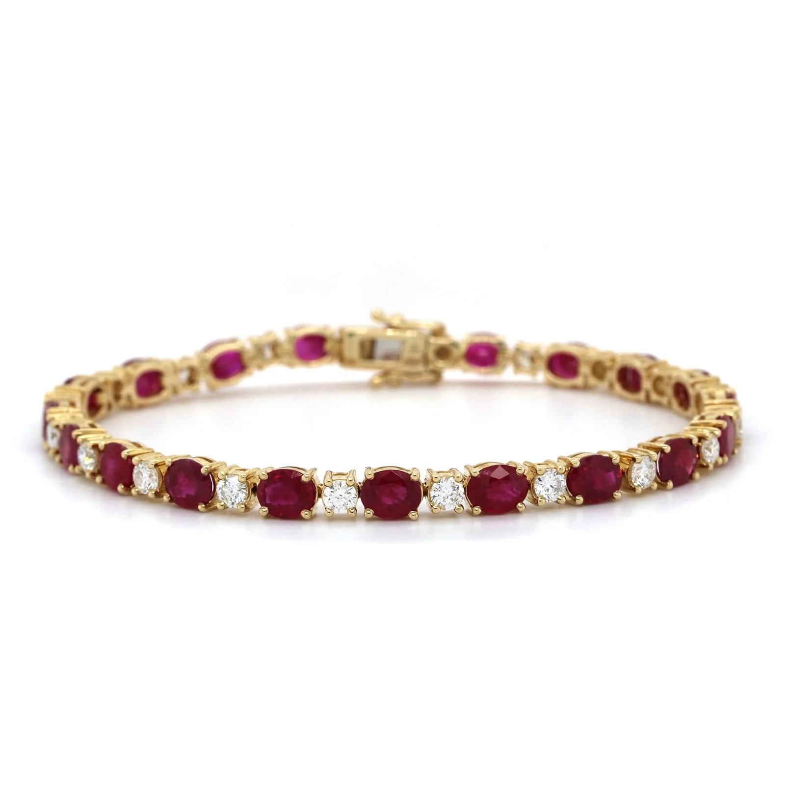 14K Yellow Gold Ruby and Diamond Bracelet - Image 4