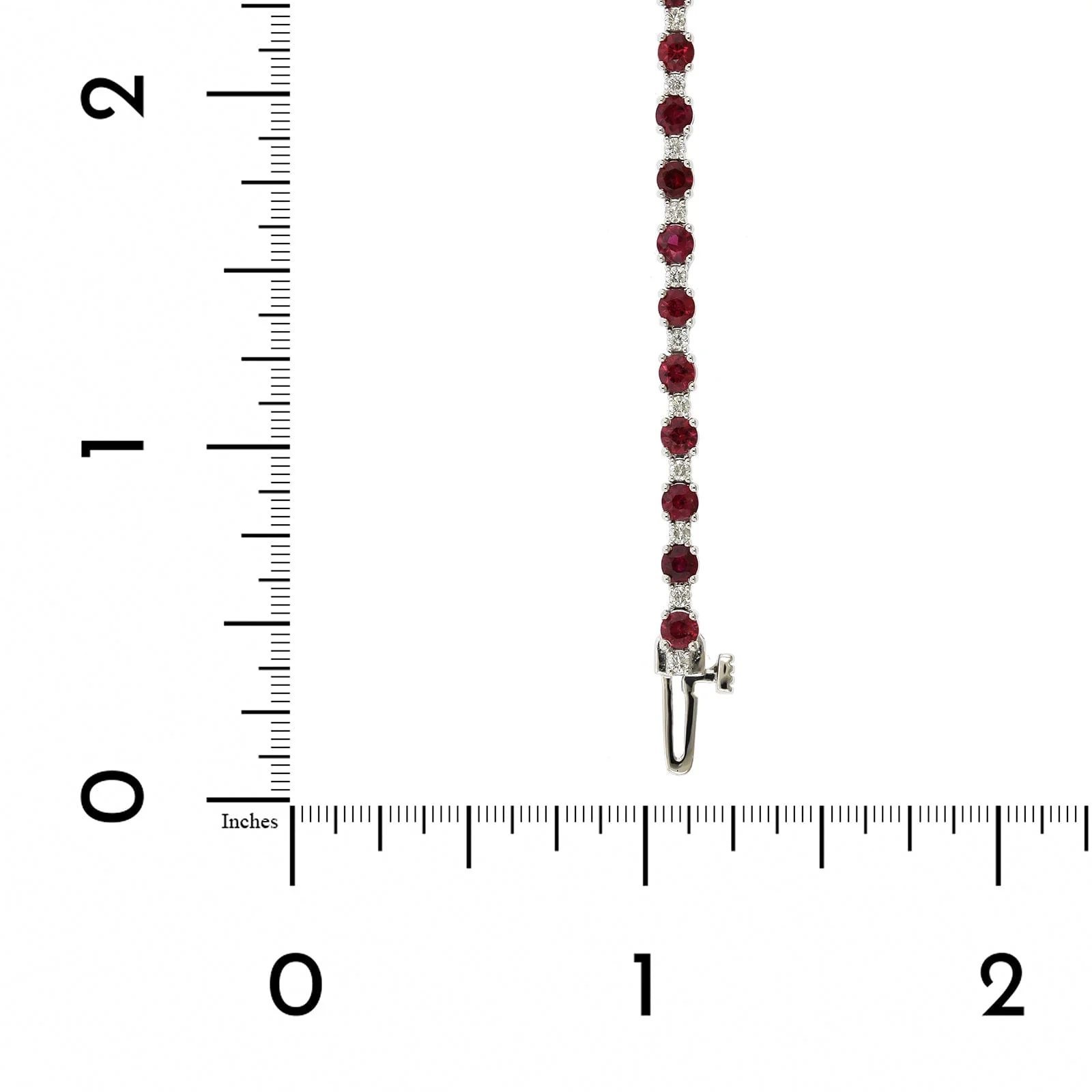 18K White Gold Ruby and Diamond Alternating Size Tennis Bracelet - Image 3