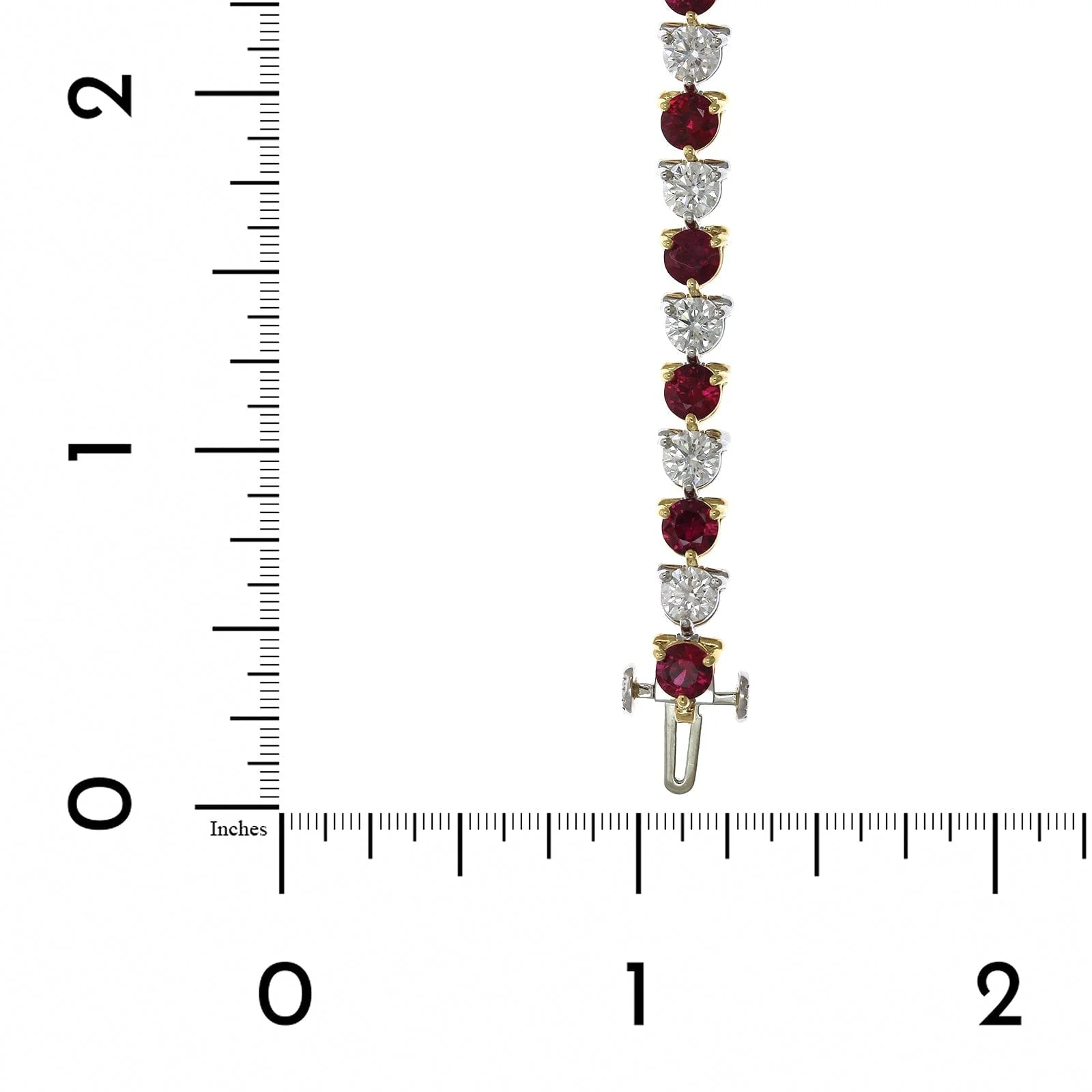18K Yellow Gold and Platinum Ruby Diamond Bracelet - Image 3