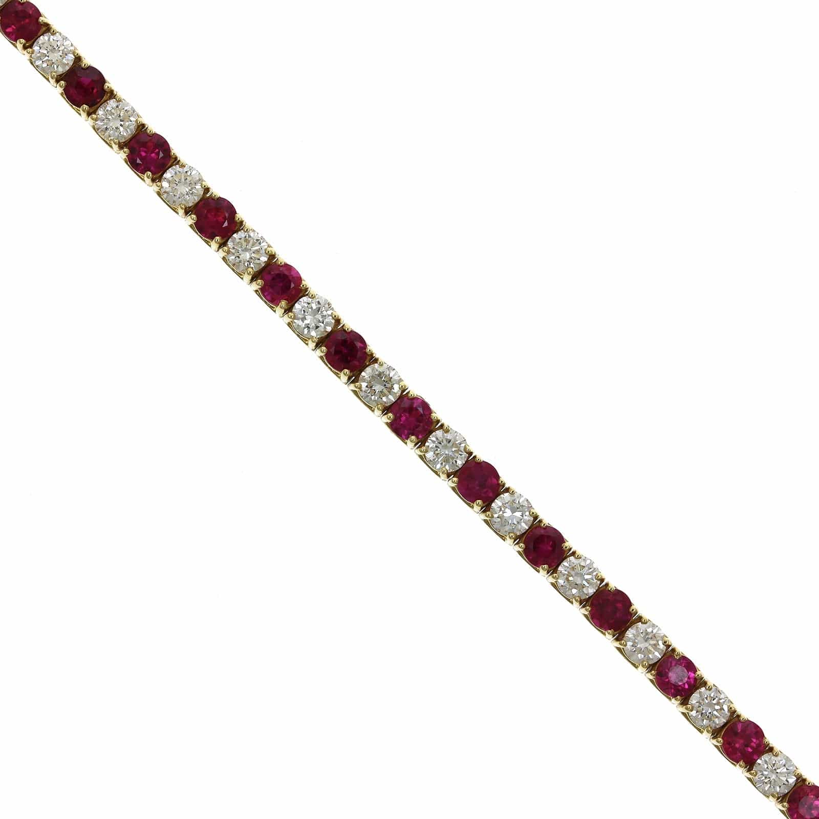 18K Yellow Gold Ruby and Diamond Tennis Bracelet - Image 2