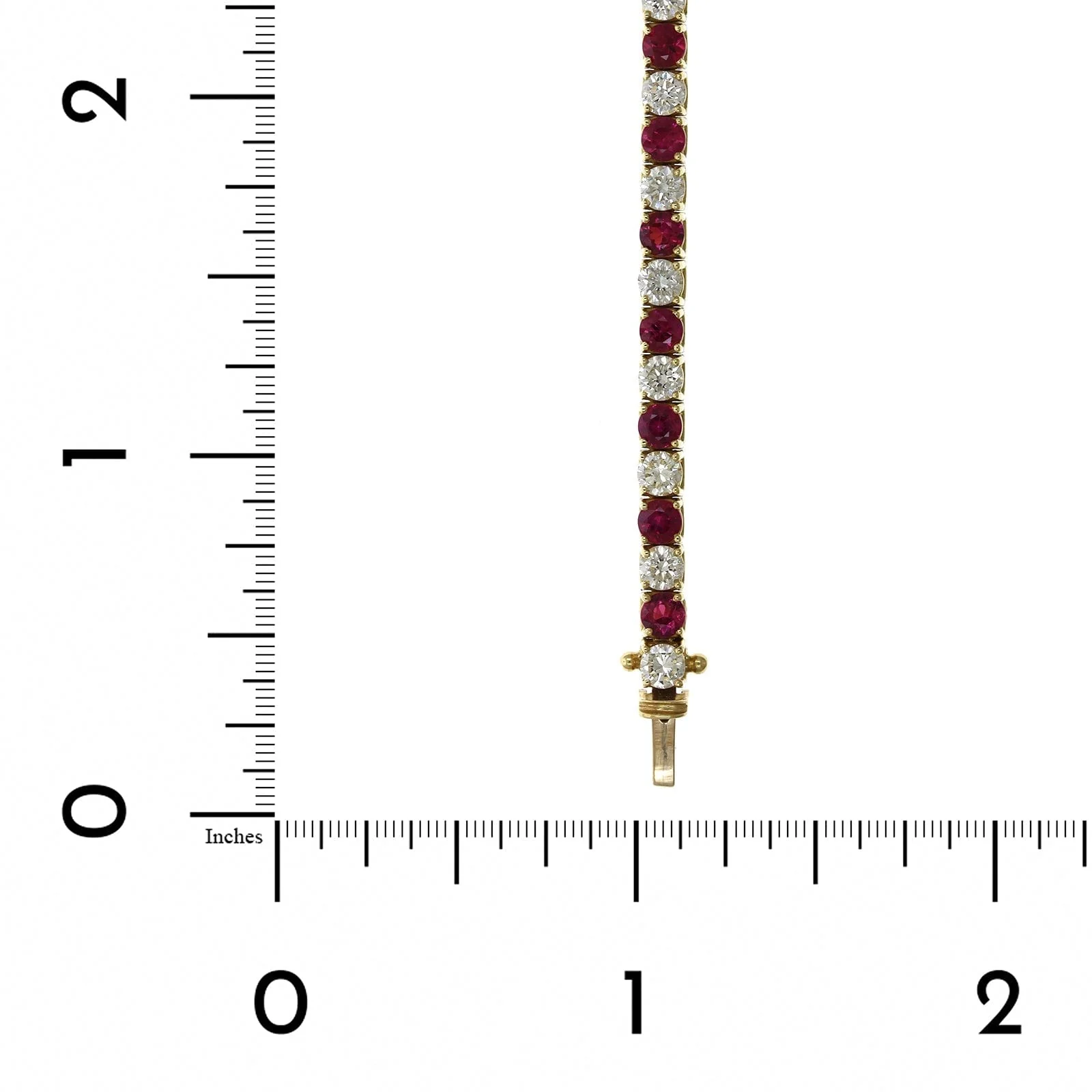 18K Yellow Gold Ruby and Diamond Tennis Bracelet - Image 3