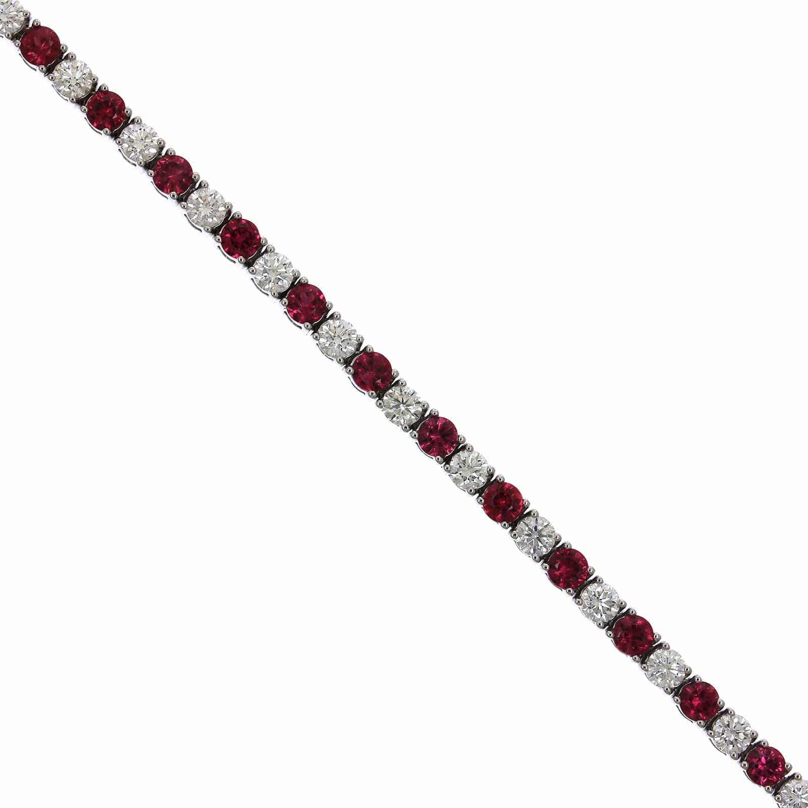 18K White Gold Ruby and Diamond Tennis Bracelet - Image 2