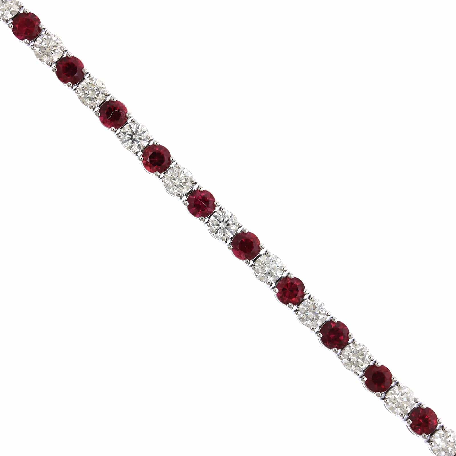 18K White Gold Ruby and Diamond Tennis Bracelet - Image 2