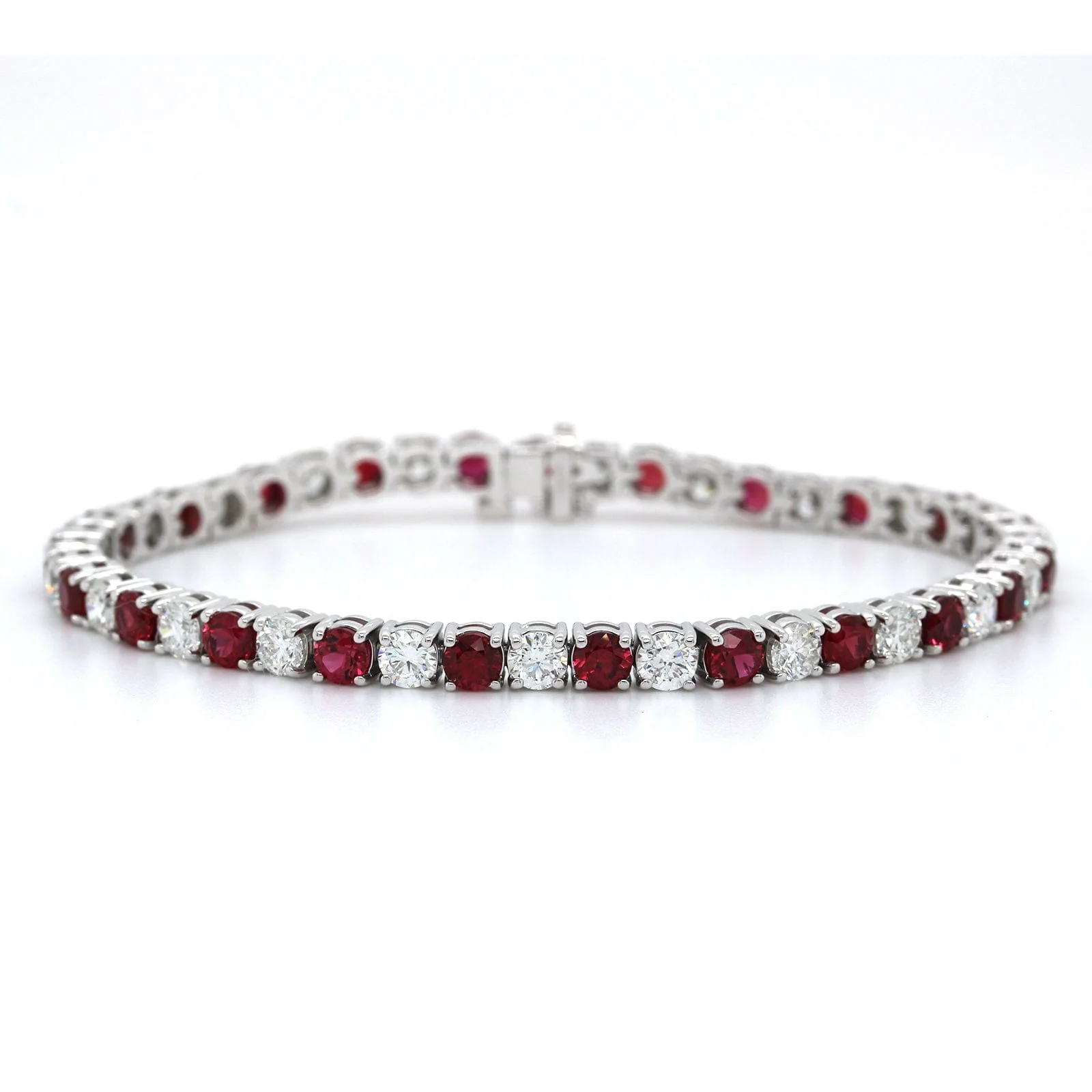 18K White Gold Ruby and Diamond Tennis Bracelet - Image 4