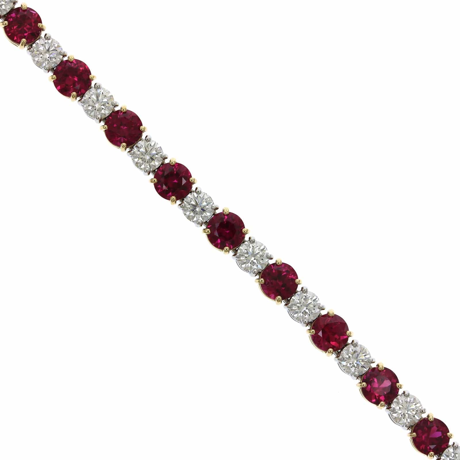 Platinum and 18K Yellow Gold Ruby and Diamond Bracelet - Image 2