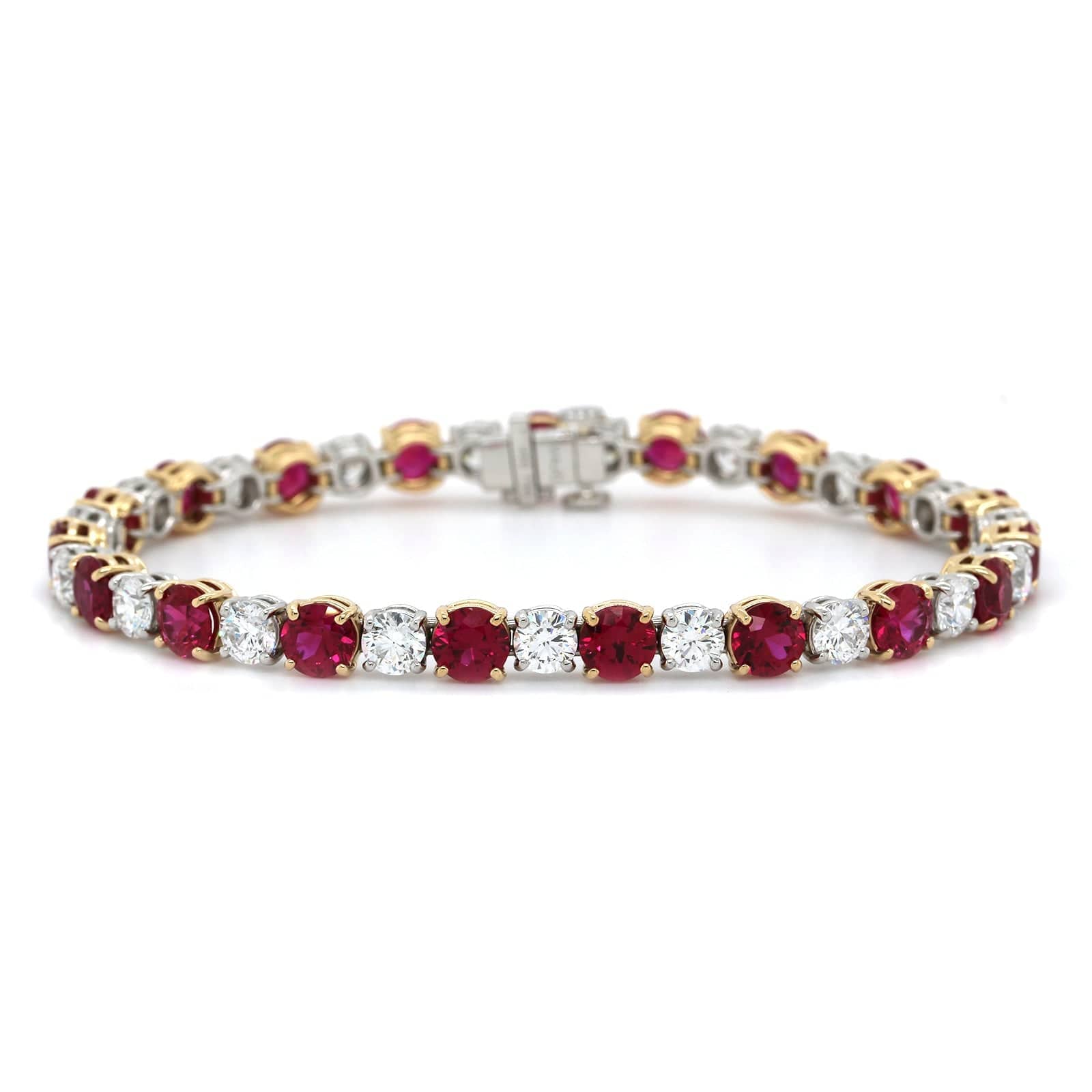 Platinum and 18K Yellow Gold Ruby and Diamond Bracelet - Image 4