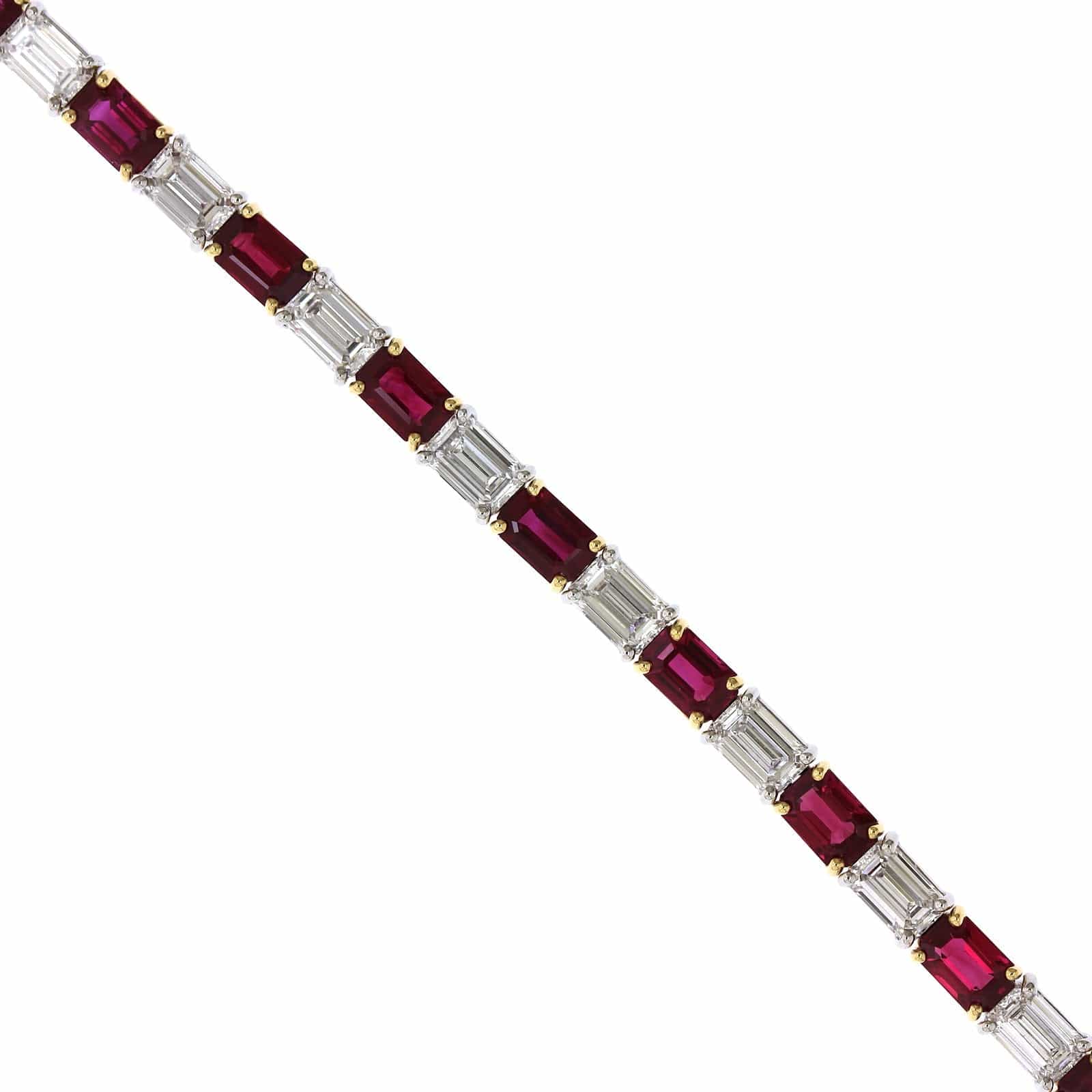 Platinum and 18K Yellow Gold Ruby and Diamond Bracelet - Image 2