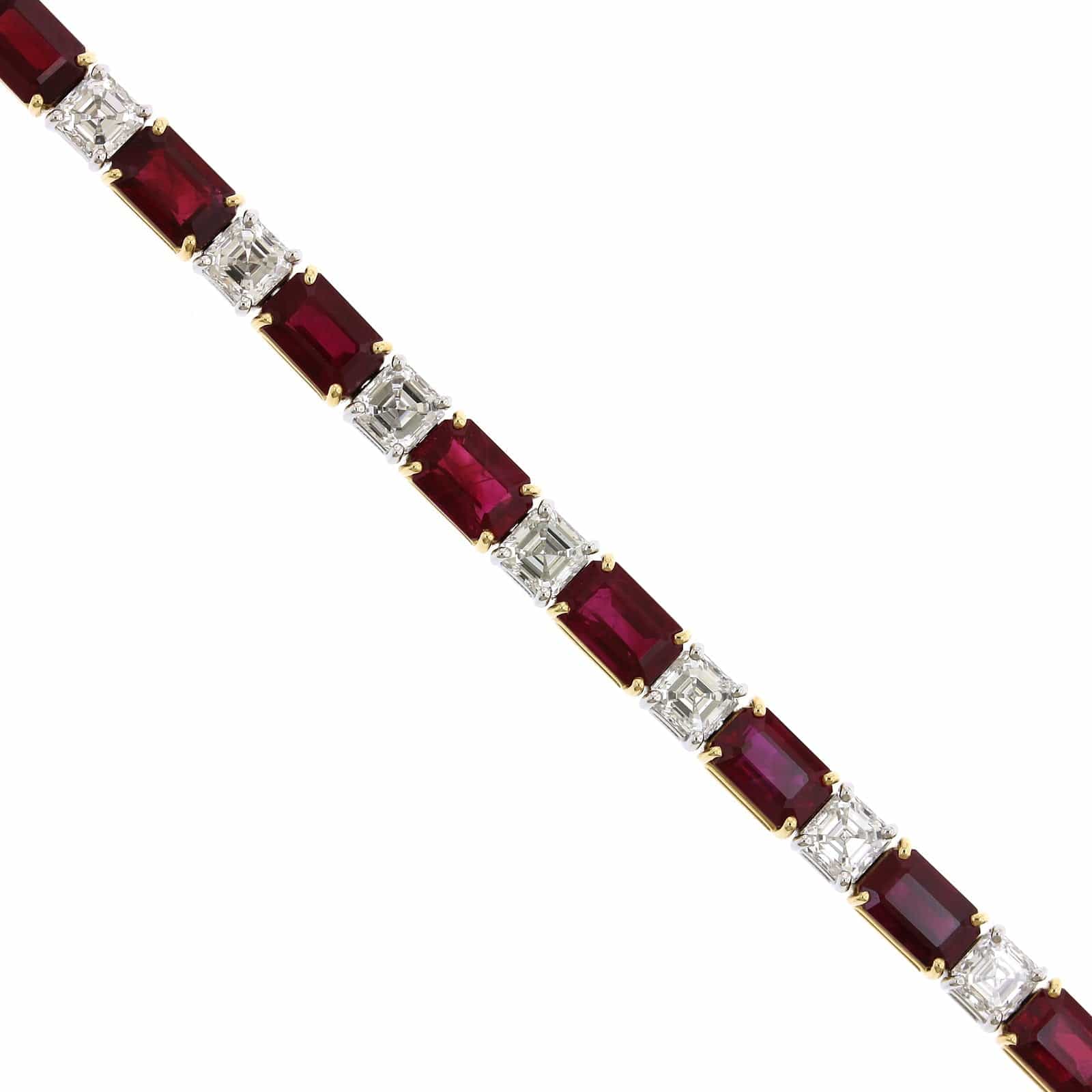 18K Yellow Gold Ruby and Diamond Bracelet - Image 2