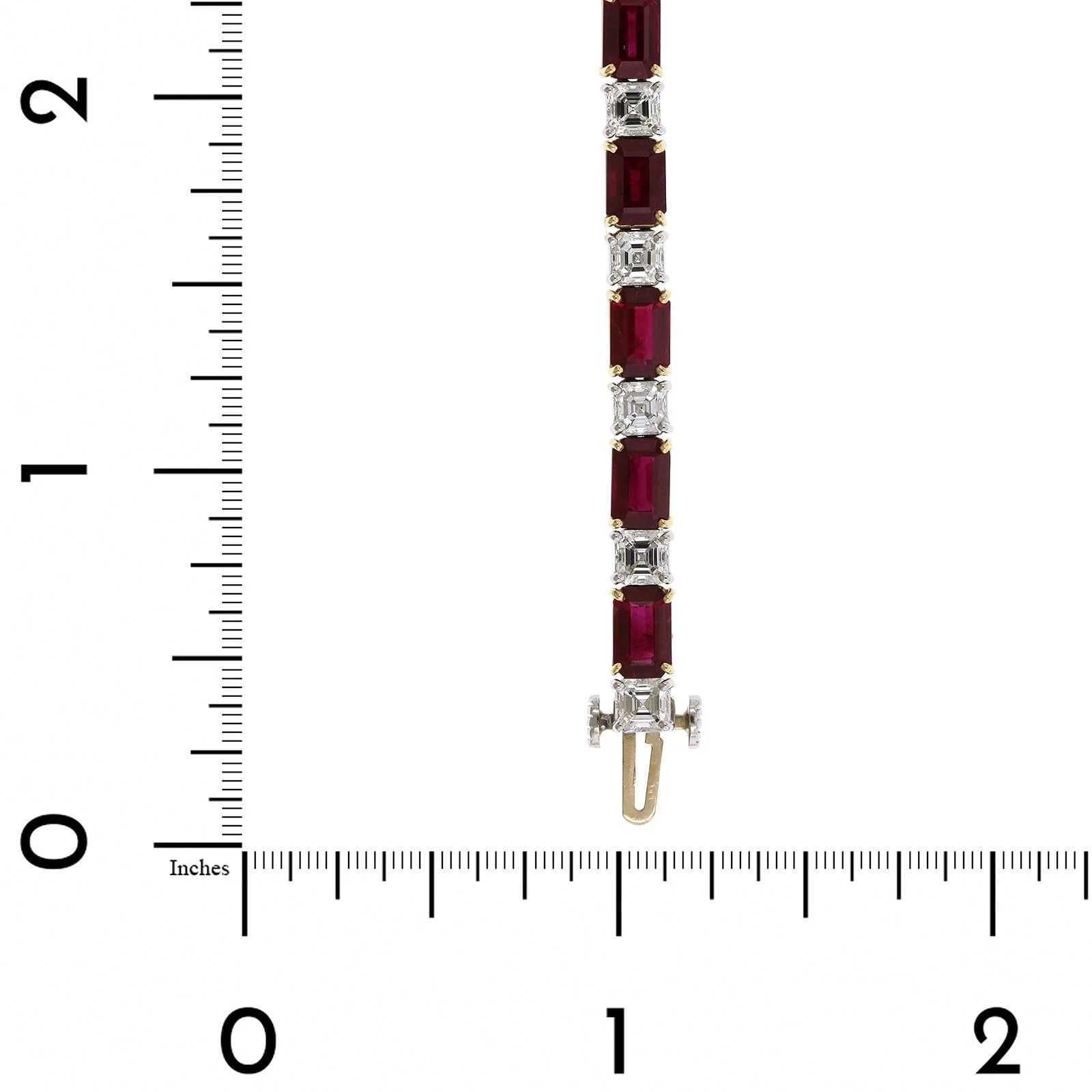 18K Yellow Gold Ruby and Diamond Bracelet - Image 3