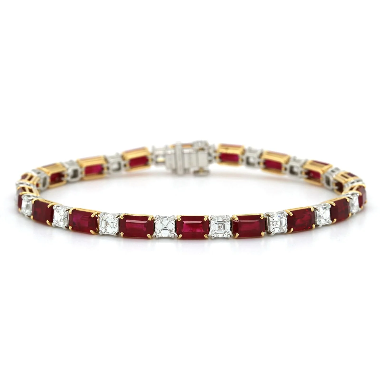 18K Yellow Gold Ruby and Diamond Bracelet - Image 4